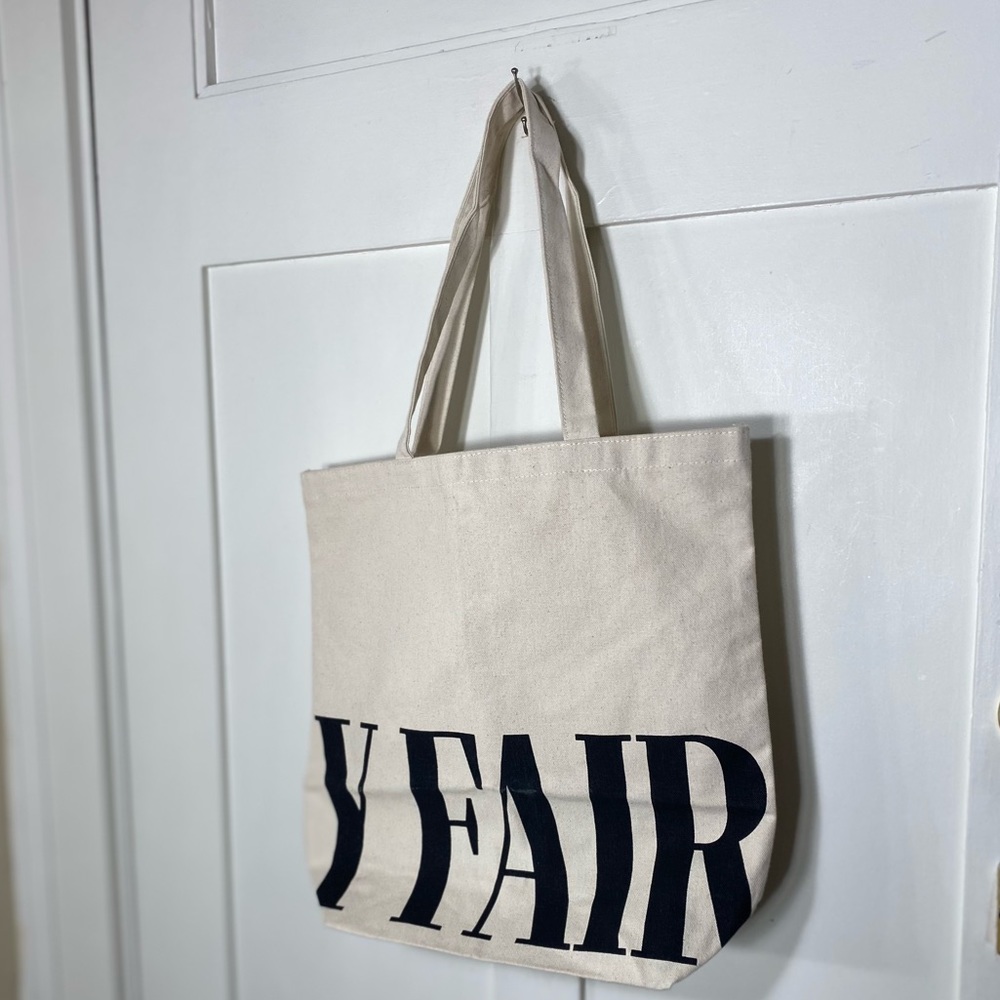 Vanity Fair Canvas Neutral Black Tote Bag Reusable Shopping Bag - Picture 10 of 11